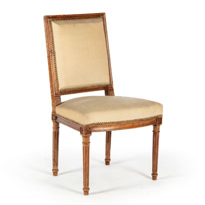 null Chair in molded natural wood, straight back, fluted legs

Louis XVI style