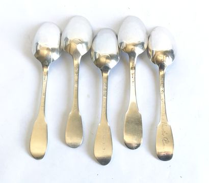 null Five spoons in silver model uni-flat. XVIIIth

Various punches (very erased)...