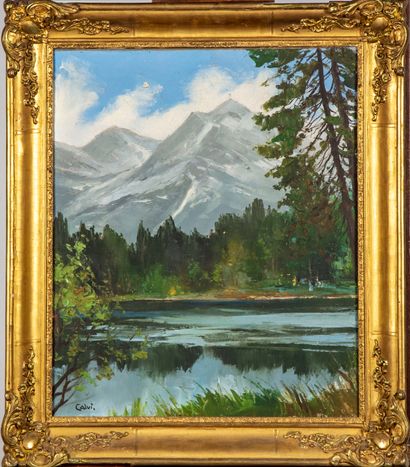 CALVI CALVI (1938)

Mountain lake

Oil on canvas, signed lower left

54 x 45 cm

Framed

Damage...