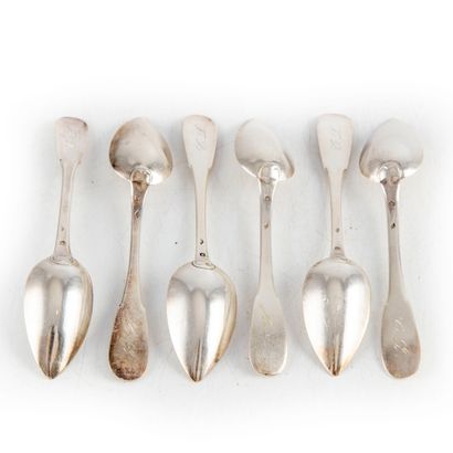 null Set of six silver spoons 

Minerve hallmark 

Weight : 134 g