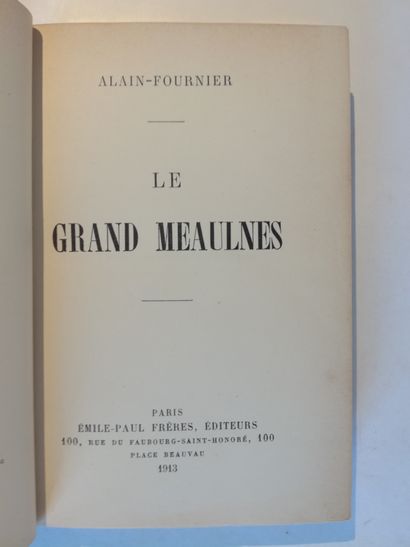 null ALAIN-FOURNIER. Le grand Meaulnes. Paris, Émile-Paul frères, 1913. In-12, half...