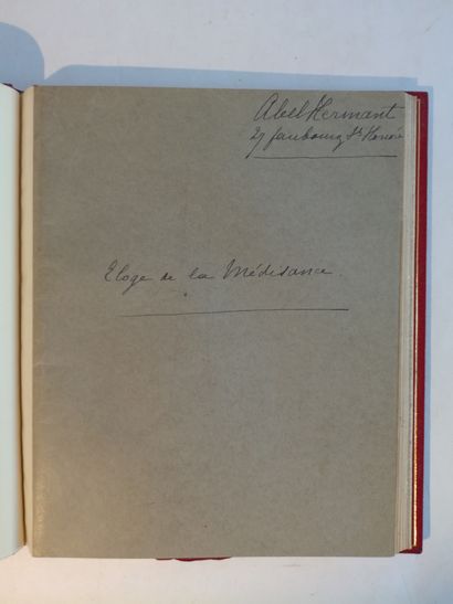 null [Manuscrit]. HERMANT (Abel). Éloge de la médisance. 3 - 17 septembre 1924. In-4...