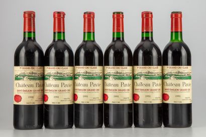null "6 bottles Château Pavie 1991 1er GCCA (A) Saint Emilion Grand cru

(N. 1 tlb,...