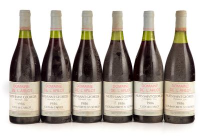 null "6 bouteilles Nuits Saint Georges 1986 1er Cru ""Clos de l'Arlot"" Domaine de...