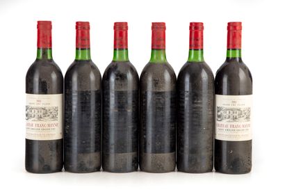 null "6 bottles Château Franc Mayne 1983 1er GC Saint-Emilion

(N. 5 tlb to lb, E....