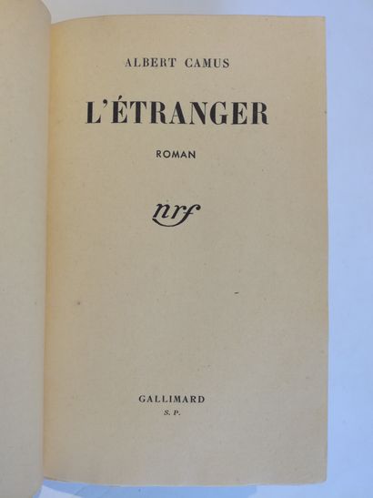 null CAMUS (Albert). L'étranger. Roman. Paris, Gallimard, 1942. In-12, demi-maroquin...