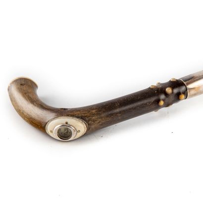 null Cane dagger, the pommel in horn including a compass, small button at the base...