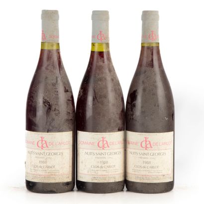 null "3 bouteilles Nuits Saint Georges 1988 1er Cru ""Clos de l'Arlot"" Domaine de...
