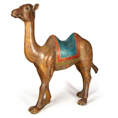 null ANONYME

Important chameau en bois sculpté polychrome formant sujet de mange

Vers...