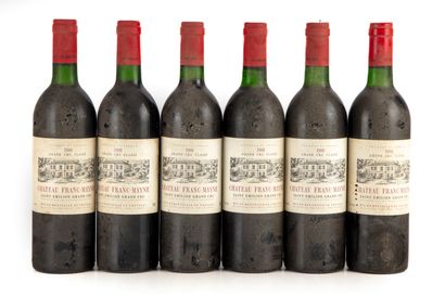 null "12 bouteilles Château Franc Mayne 1988 1er GC Saint-Emilion

(N. tlb à lb,...