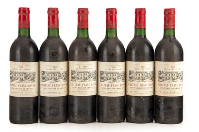 null "6 bouteilles Château Franc Mayne 1988 1er GC Saint-Emilion

(N. tlb, E. f,...