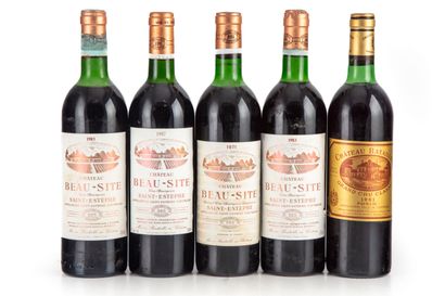 null "5 bouteilles : 1 Château Battailley 1981 Pauillac, 4 Château Beau-Site 1983...