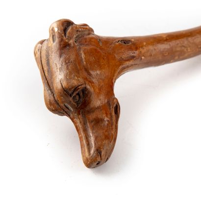 null Wooden cane, the knob in the shape of a dog's head 

H. 90 cm