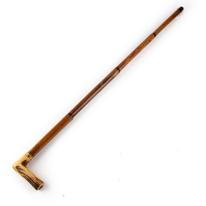 null Cane gun, the pommel of squared form out of deer antlers, the shaft out of bamboo....