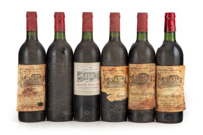 null "13 bottles Château Franc Mayne 1984 1er GC Saint-Emilion

(N. 4 tlb, E. ta,...