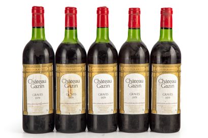 null "5 bottles Château Gazin 1979 Pomerol

(N. 4 tlb, 1 he, E. a, lm, lg, 1 very...