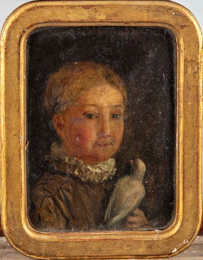 ECOLE FRANCAISE XIXè ECOLE FRANCAISE du XIXe 

Portrait d'un enfant à la colombe,...