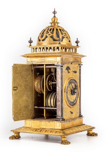 null Table clock called "Turmchenuhr" in the form of a tower surmounted by a dome...