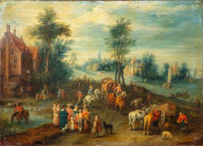 BREDAEL Joseph van BREDAEL (Anvers 1688 - Paris 1739) attribué à 
Entrée de village...