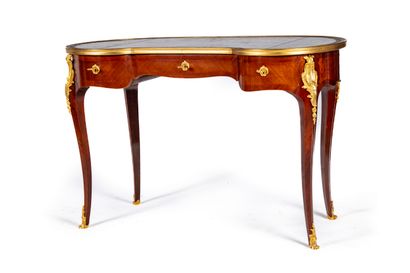 TERNISIEN & DANTANT Mahogany and mahogany veneer lady's desk, the bean-shaped top,...