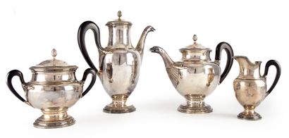 Tea and coffee set in silver finely chased...