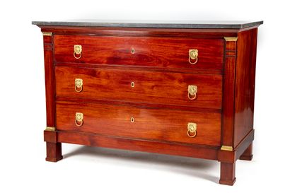 null Mahogany veneer chest of drawers opening with three drawers in front flanked...