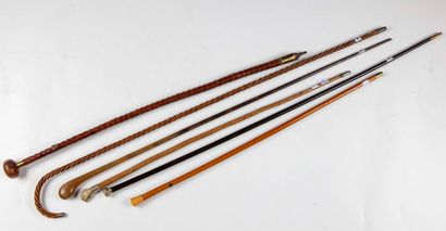 null Set of six canes of child:

-Six canes in various woods and simple or carved...