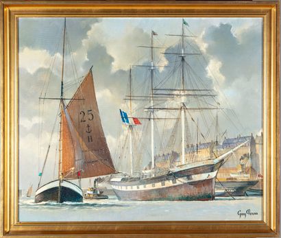 null Guy PERON (1931-1998)

Three-masted ship at the quay 

Oil on canvas, signed...