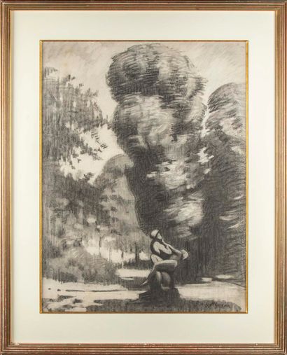 null Michel FRECHON (1892-1974) 

Rouen, Garden of the City Hall

Charcoal and white...