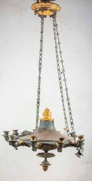 Antique copper and bronze chandelier 
D....