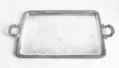 null Small serving tray of rectangular shape with a molded and chiseled border with...