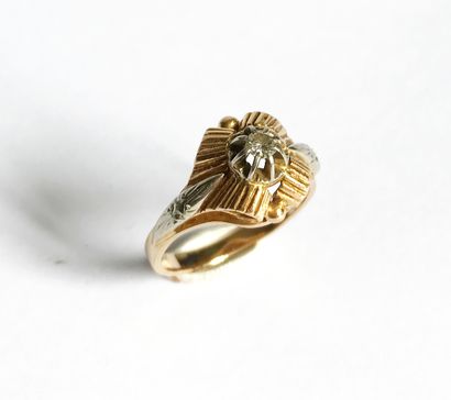 Yellow gold and white gold ring forming a...