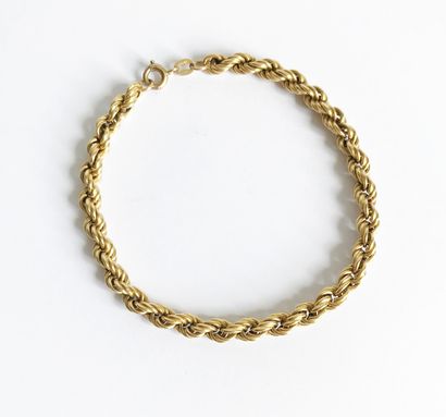 null Yellow gold bracelet (750) with ropes.

Weight : 8,18 g - L. : 20 cm
