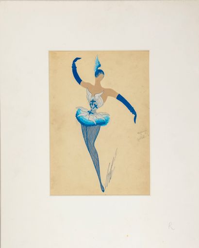 ERTE Romain de TIRTOFF known as ERTE

The airmail

Gouache and pencil on paper

Signed...