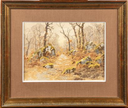 null Henri ADAM (1864-1917)

Paysage de bois en hiver

Aquarelle, signée en bas à...