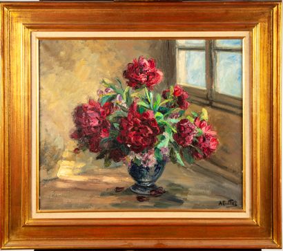 null ECOLE FRANCAISE du XXe 

Nature morte au bouquet de pivoine

Huile sur toile,...