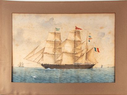 null FRENCH SCHOOL of the 19th century 

Sailboat, The Granville

Watercolor on paper...
