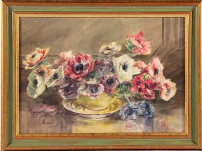 null Mathilde SEE (?-1935)

Bouquet de pensées 

Aquarelle 

Signée en bas à gauche

35...