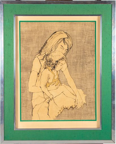 null Jean JANSEM (1920-2013) 

Mère et enfant 

Lithographie, signée en bas à droite...