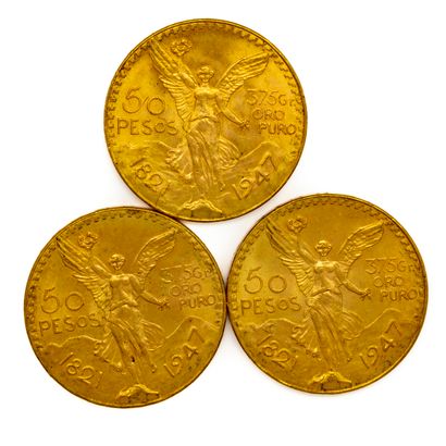 3 x 50 pesos or 1821-1947