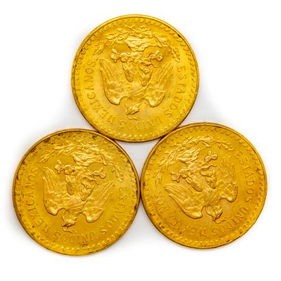null 3 x 50 pesos gold 1821-1947