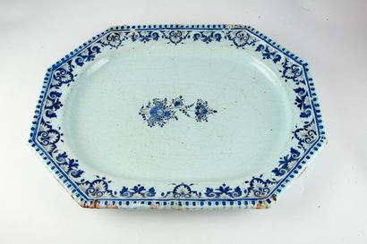null ROUEN - XVIIIth century 

Octagonal dish in enamelled earthenware decorated...