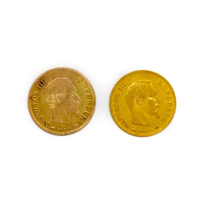 null 2 coins of 10 francs gold dated 1858 and 1857