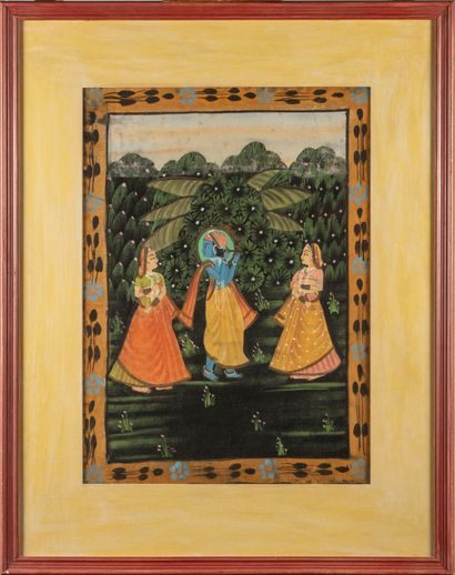 null ECOLE INDIENNE moderne

Trois femmes dans un jardin

Peinture sur tissu

60...