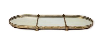 null Large table top in three parts in silver plated metal (wear) with openwork border...