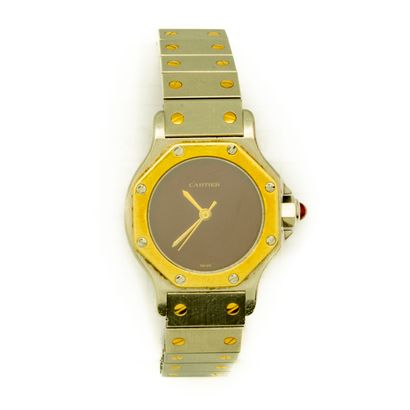 CARTIER CARTIER
Ladies' watch, SANTOS model in steel and yellow gold (750). Octagonal...