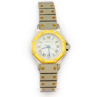 CARTIER CARTIER
Ladies' watch, SANTOS model, in steel and yellow gold (750). Octagonal...