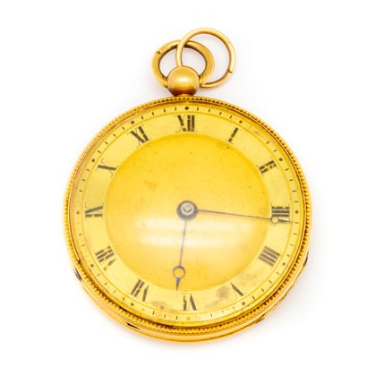 Yellow gold pocket watch, double gilt metal...