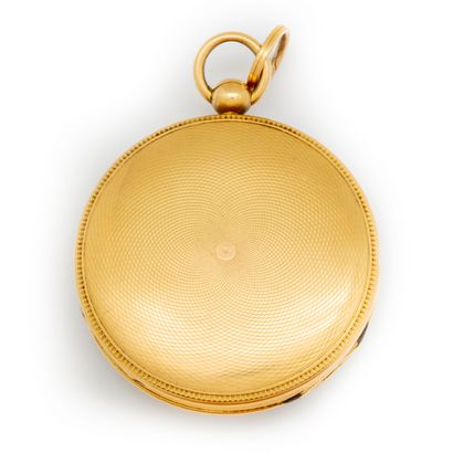 null Yellow gold pocket watch, double gilt metal bowl, engraved Bailly in Paris 
Gross...