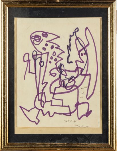 Gaston CHAISSAC Gaston CHAISSAC (1910-1964)
Untitled, 1963
Felt pen on paper, signed...